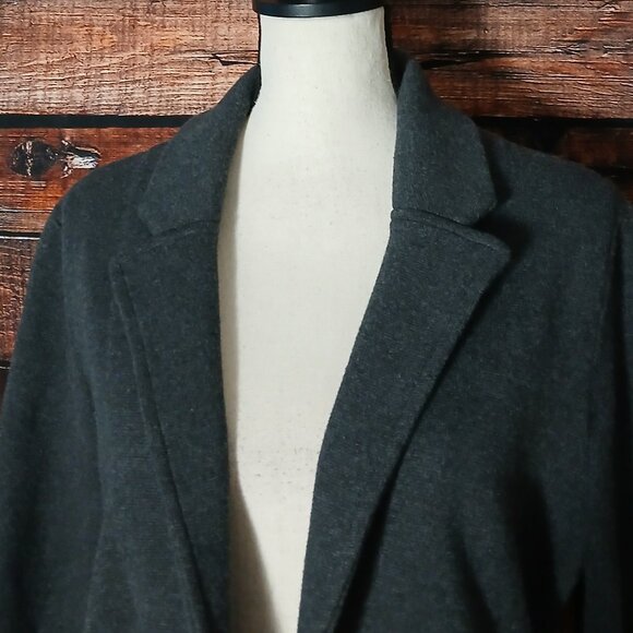Quince Jacket M Organic Cotton Knit Blazer Open Front Gray - Picture 4 of 9